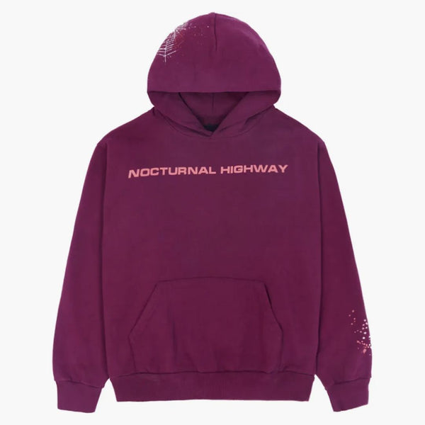 Sp5der Nocturnal Highway Hoodie Dark Purple