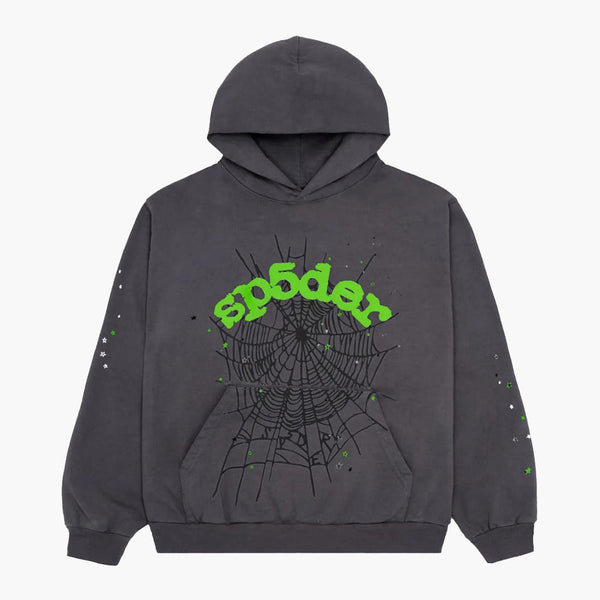 Sp5der OG Web Hoodie Heather Grey/ White