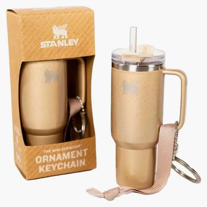 Stanley Water Bottle Keychain Christmas Tree Ornament Champagne Shimmer