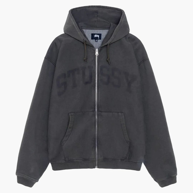 Stussy Faded Graphic Zip Hoodie Washed Black