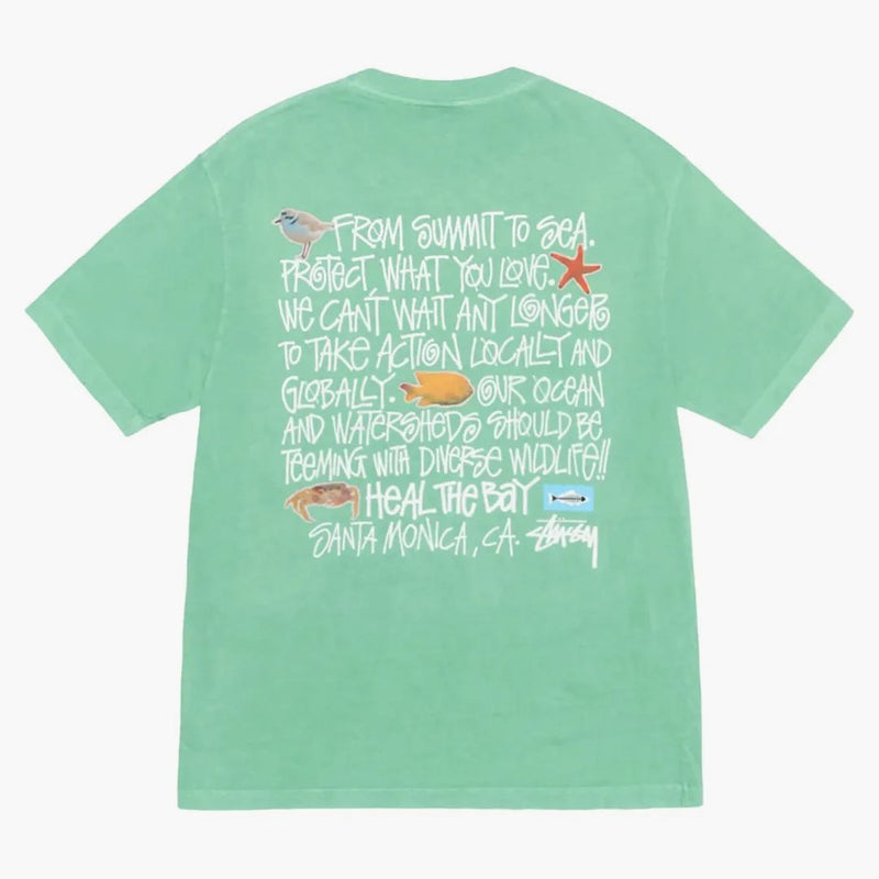 Stussy Heal The Bay Pigment Dyed Summit To Sea Tee Seafoam