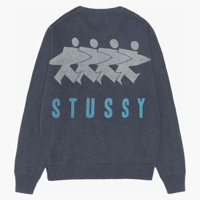 Stussy Surfman Icon Cotton Linen Crew Dusty Blue