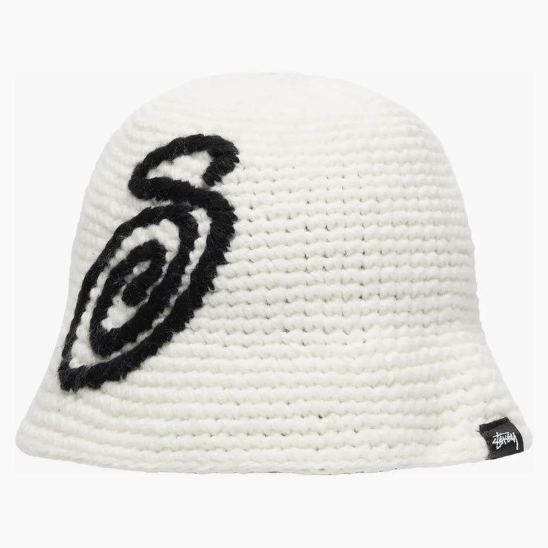 Stussy Swirly S Knit Bucket Hat Bone