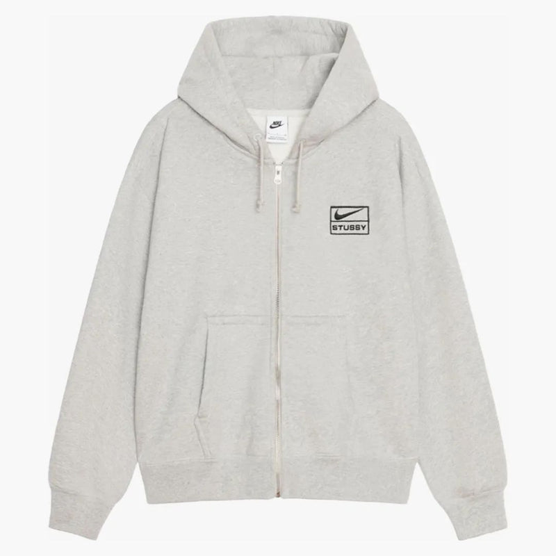 Stussy X Nike Fleece Zip Hoodie (ss24) Grey Heather