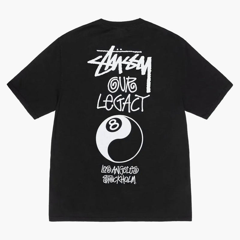 Stussy X Our Legacy Work Shop 8 Ball Yin Yang Pigment Dyed Tee Black