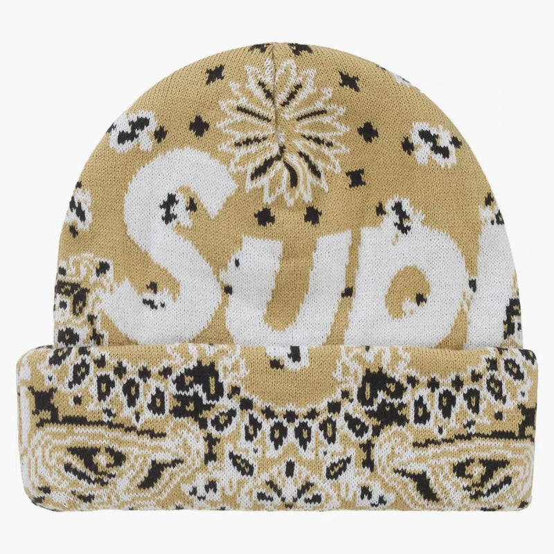 Supreme Bandana Big Logo Beanie Beige