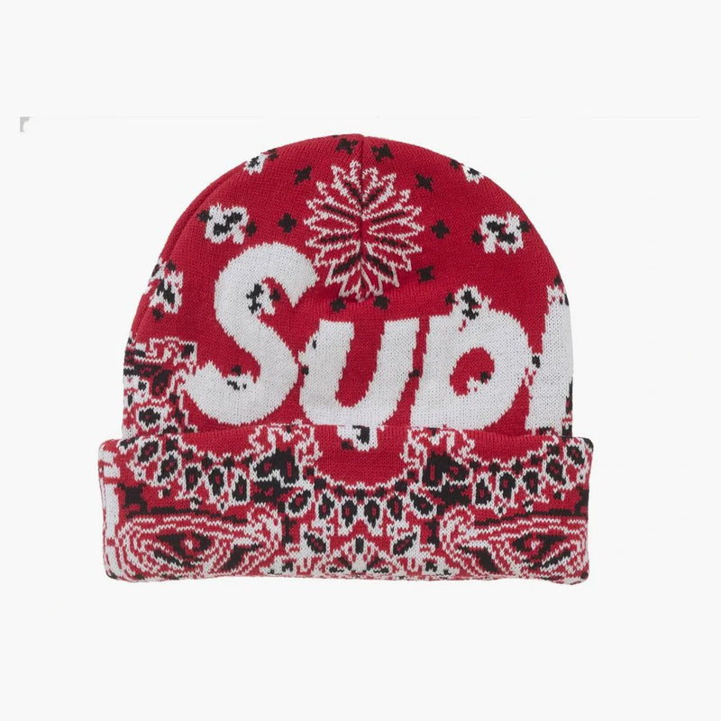 Supreme Bandana Big Logo Beanie Red