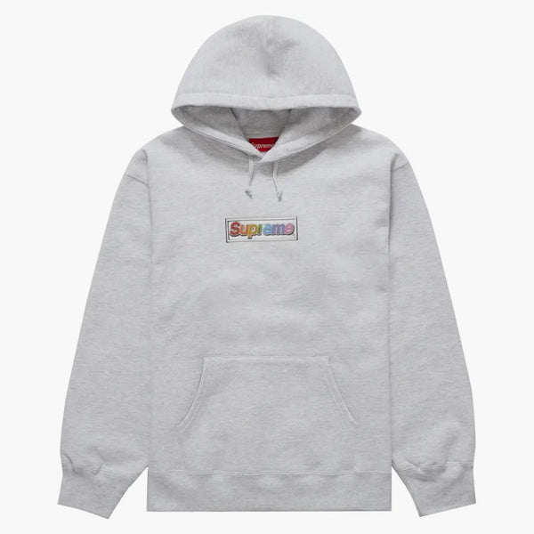 Supreme Bling Box Logo Hooded Sweatshirt Ash Grey