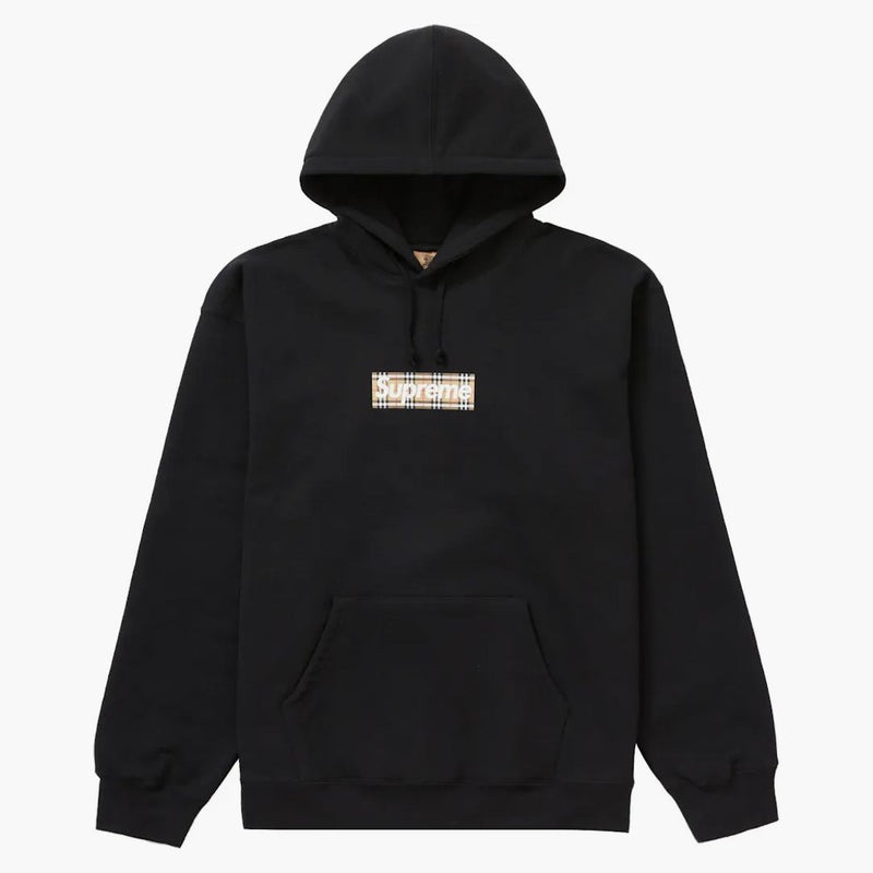 Supreme Burberry Box Logo Hooded Sweatshirt Black