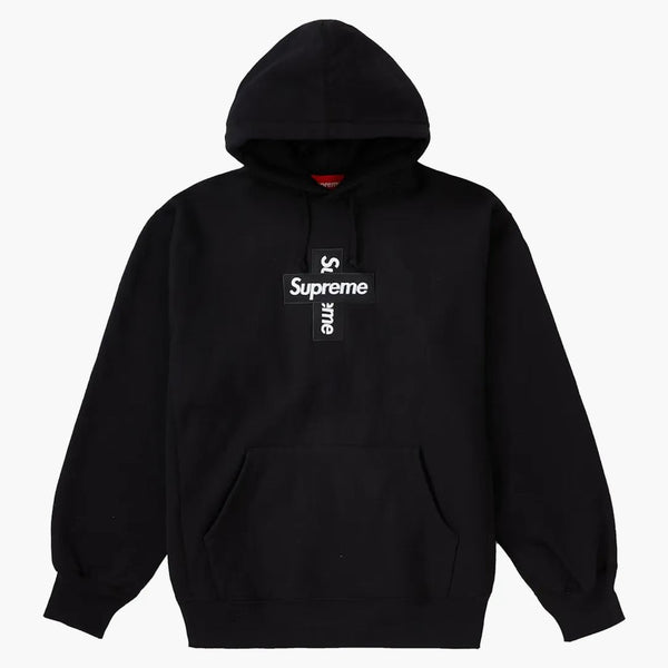 Supreme Cross Box Logo Hooded Sweatshirt Black