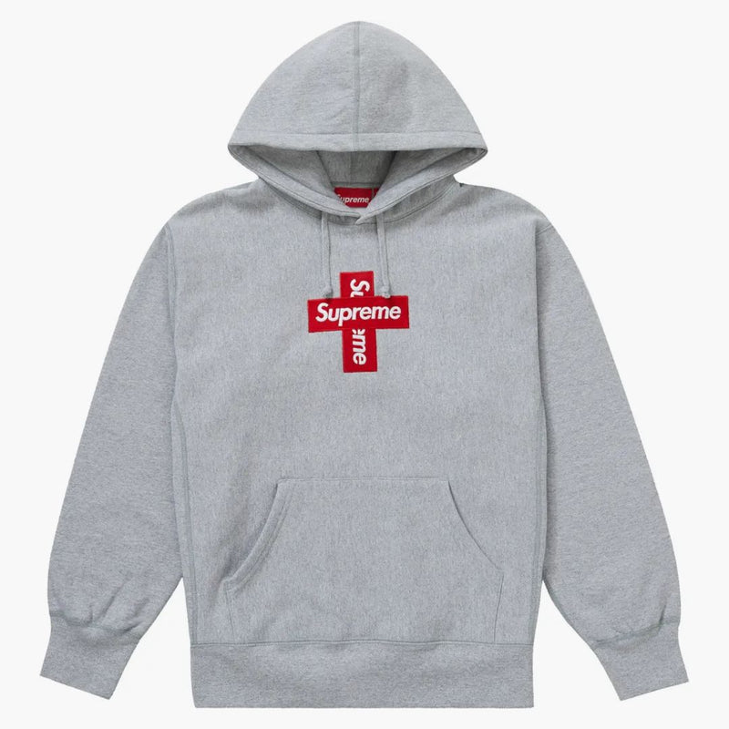 Supreme Cross Box Logo Hooded Sweatshirt Heather Grey