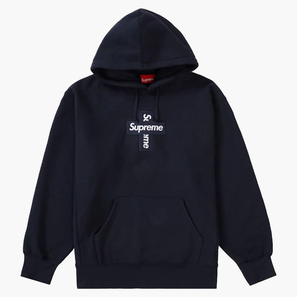 Supreme Cross Box Logo Hooded Sweatshirt Navy