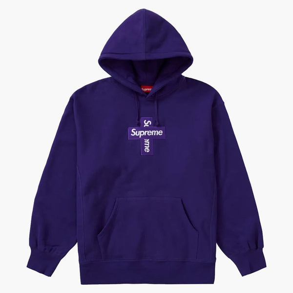 Supreme Cross Box Logo Hooded Sweatshirt Purple