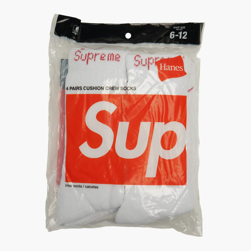 Supreme Hanes Crew Socks (4 Pack) White