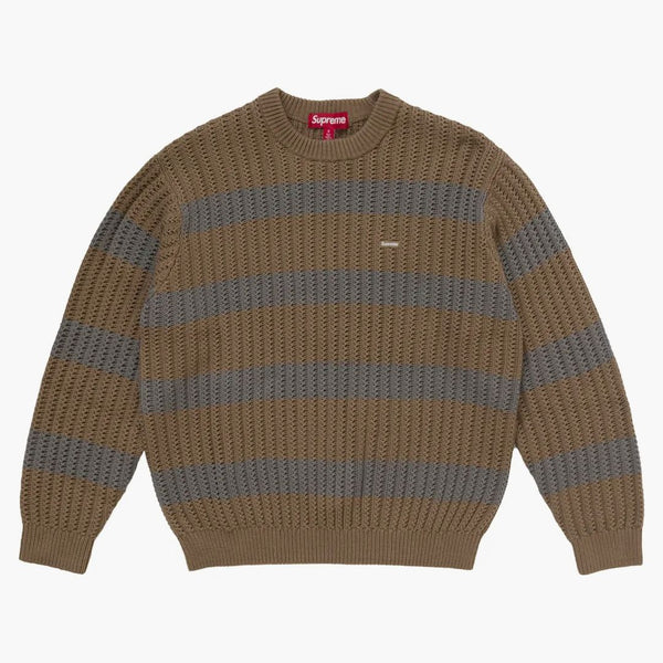 Supreme Loose Gauge Stripe Small Box Sweater Khaki