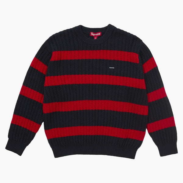 Supreme Loose Gauge Stripe Small Box Sweater Navy