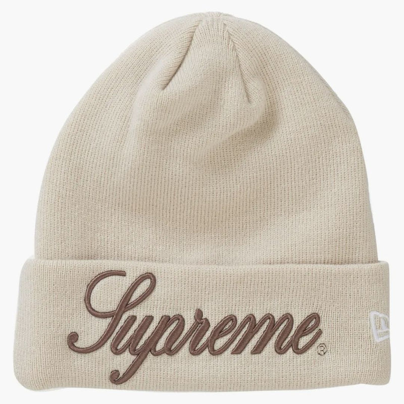 Supreme New Era Script Beanie Natural