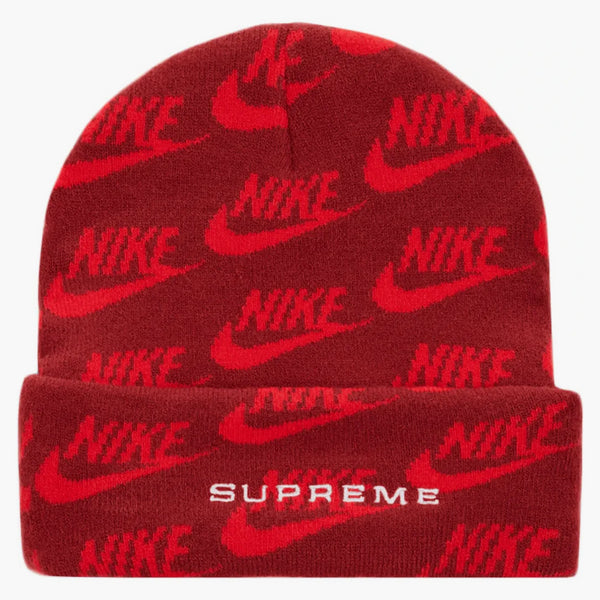 Supreme Nike Jacquard Logos Beanie Red