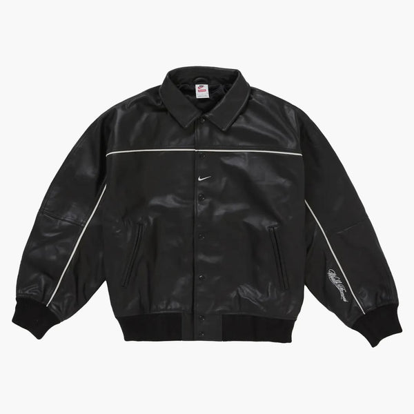 Supreme Nike Leather Varsity Jacket Black