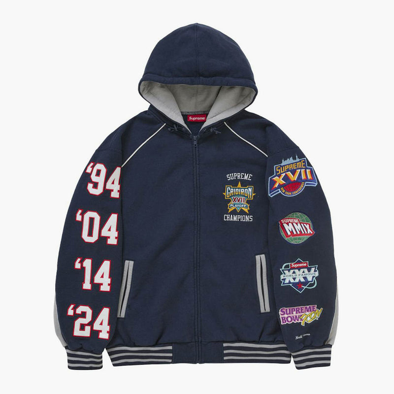 Supreme Playoffs Zip Up Hooded Sweatshirt Navy