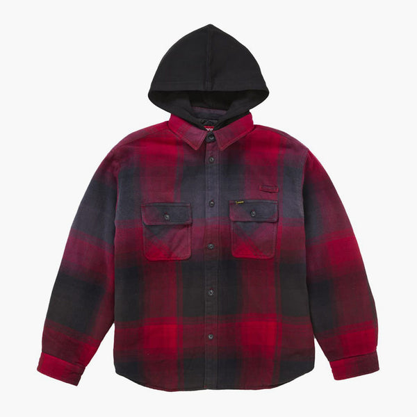 Supreme Quilted Lined Hooded Flannel Shirt Red Plaid