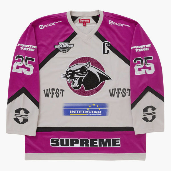 Supreme Rhinestone Hockey Jersey Light Grey