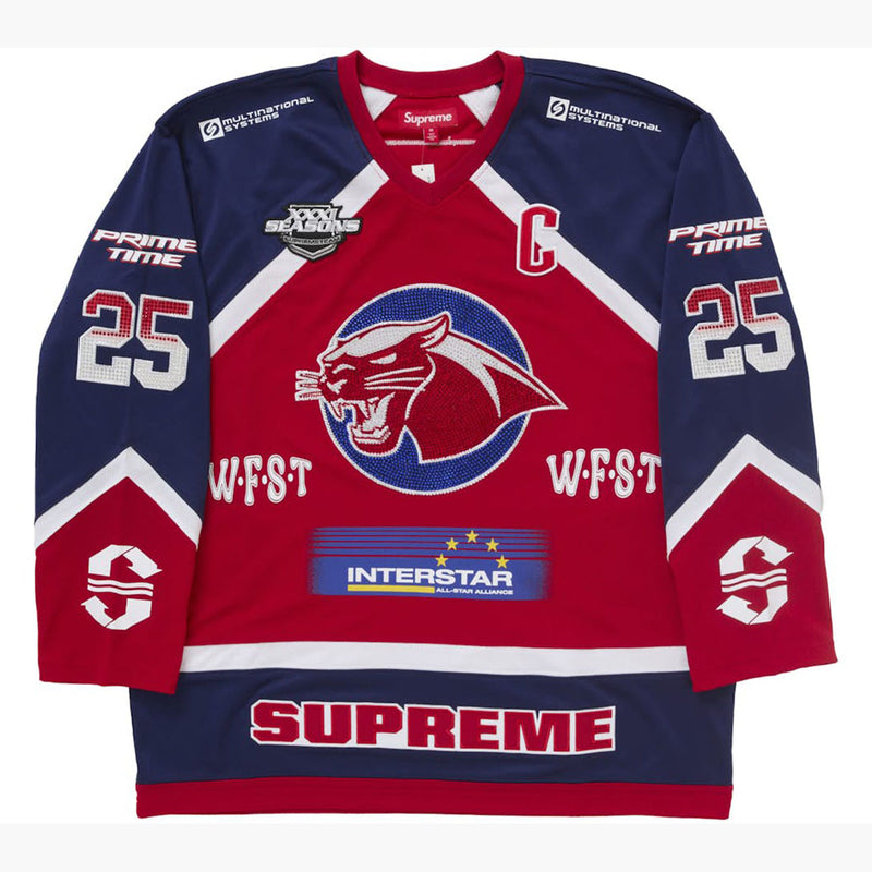 Supreme Rhinestone Hockey Jersey Red