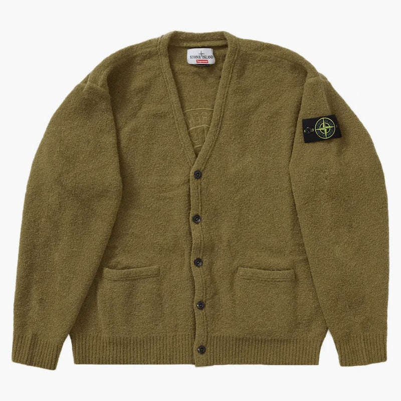 Supreme Stone Island Bouclé Cardigan Olive