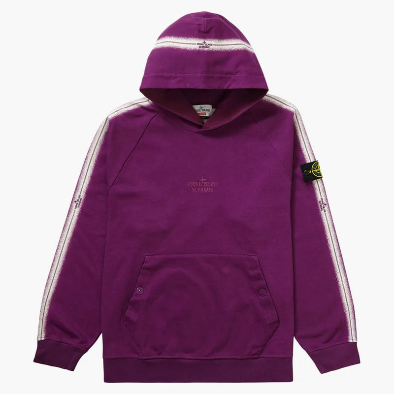 Supreme Stone Island Stripe Hooded Sweatshirt Purple