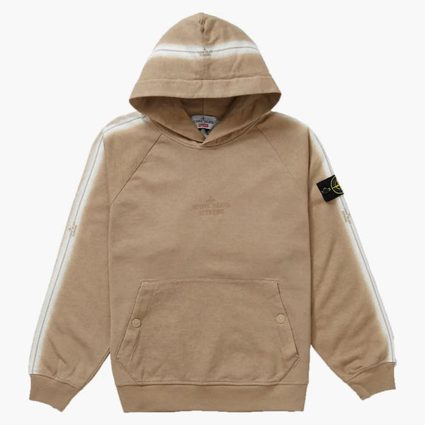 Supreme Stone Island Stripe Hooded Sweatshirt Tan