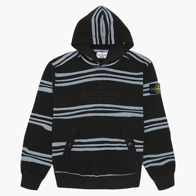 Supreme Stone Island Warp Stripe Hooded Sweatshirt Black