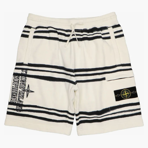 Supreme Stone Island Warp Stripe Sweatshort White