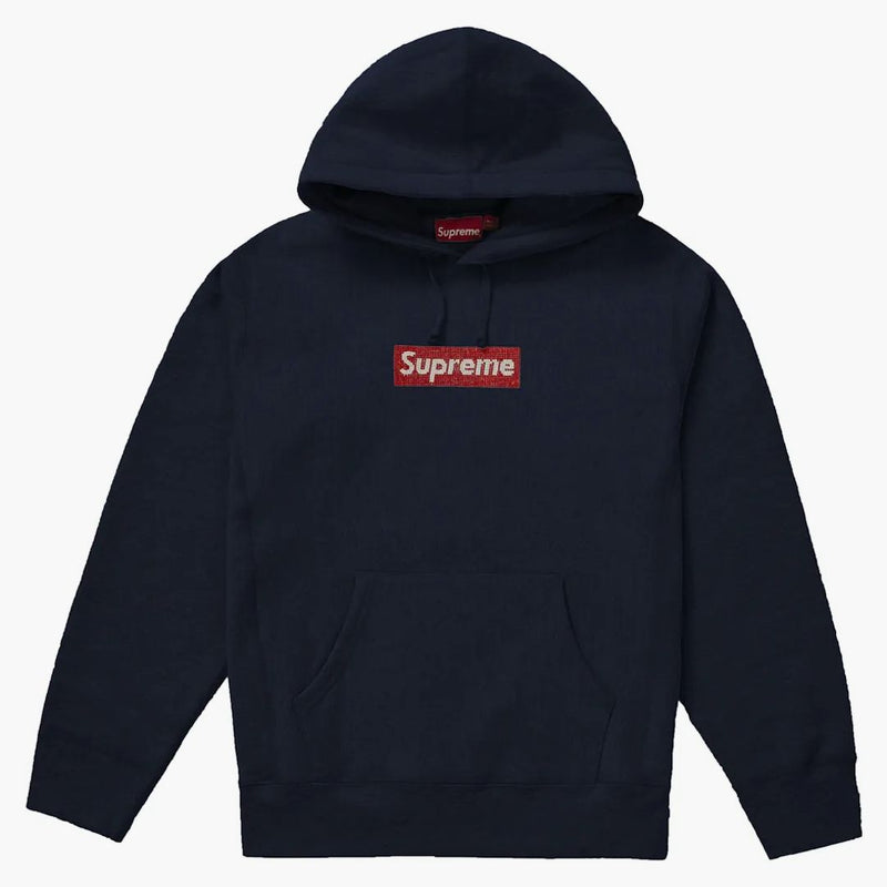 Supreme Swarovski Box Logo Hooded Sweatshirt Navy