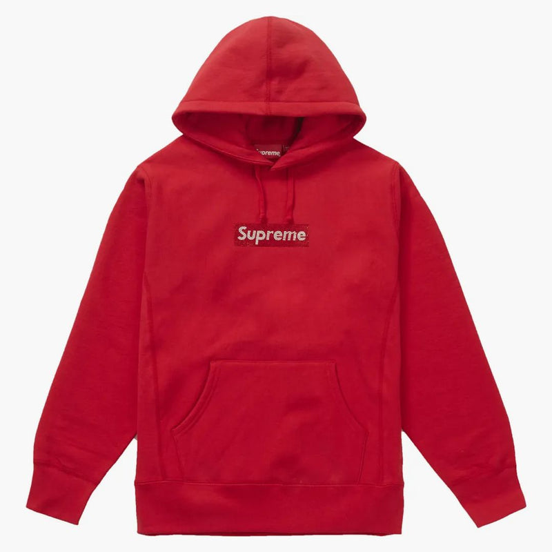 Supreme Swarovski Box Logo Hooded Sweatshirt Red