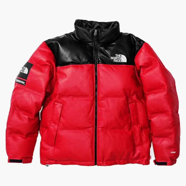 Supreme The North Face Leather Nuptse Jacket Red