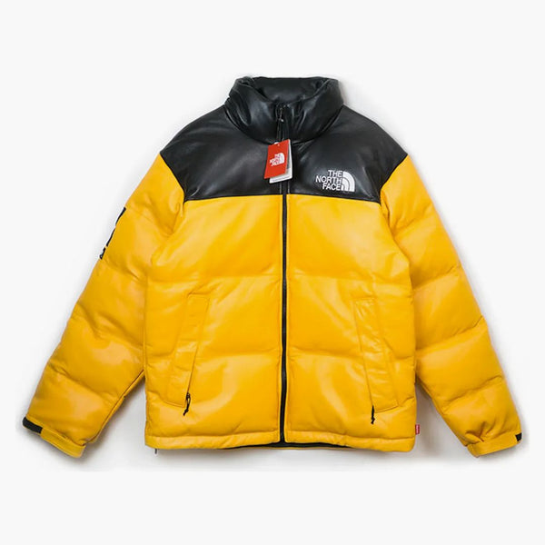 Supreme The North Face Leather Nuptse Jacket Yellow