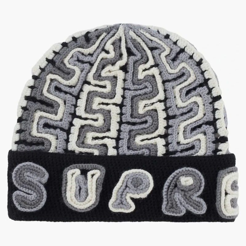 Supreme Yarn Applique Beanie Black