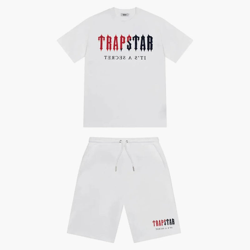 Trapstar Chenille Decoded Short Set White/red