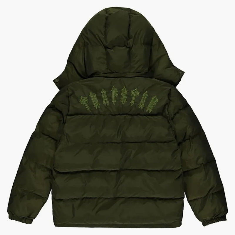 Trapstar Irongate Detachable Hooded Puffer Jacket Olive