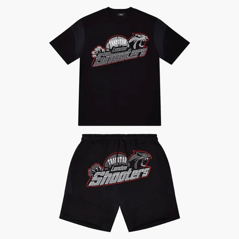 Trapstar Shooters Hoodie Short Set Black/red