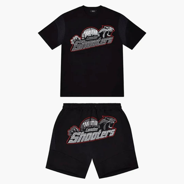 Trapstar Shooters Hoodie Short Set Black/red