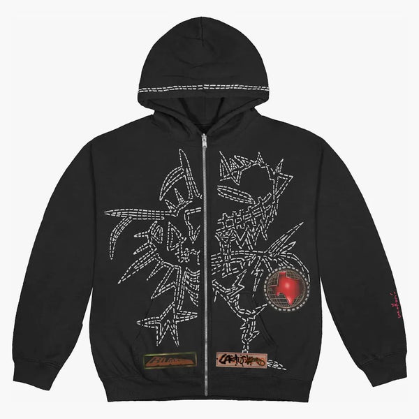 Travis Scott Blackout Zip Up Hoodie Black