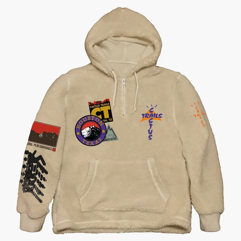 Travis Scott Cactus Trails Half-zip Sherpa Hoodie Natural