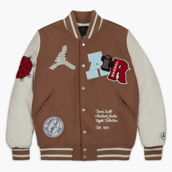 Travis Scott X Jordan Varsity Jacket Antique Brown