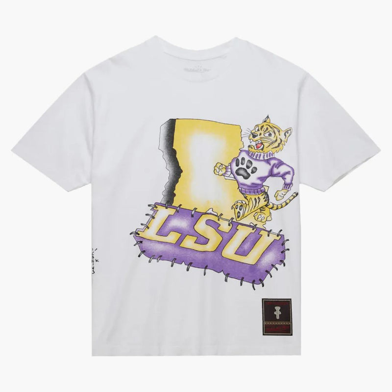 Travis Scott X Mitchell & Ness Lsu Tigers Hand-drawn T-shirt White