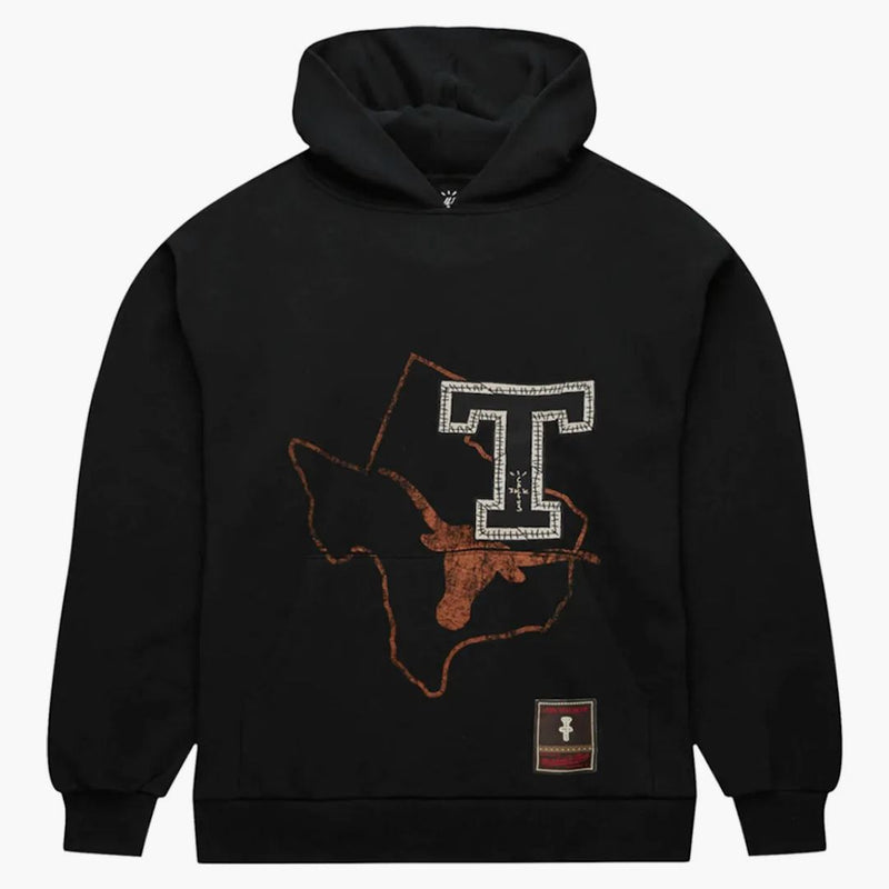 Travis Scott X Mitchell & Ness Texas Longhorns Overlap Pullover Hoodie Black