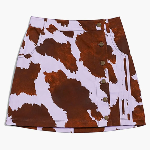 Adidas Ivy Park Denim Cow-print Skirt Aop Cow Hide/purple Glow