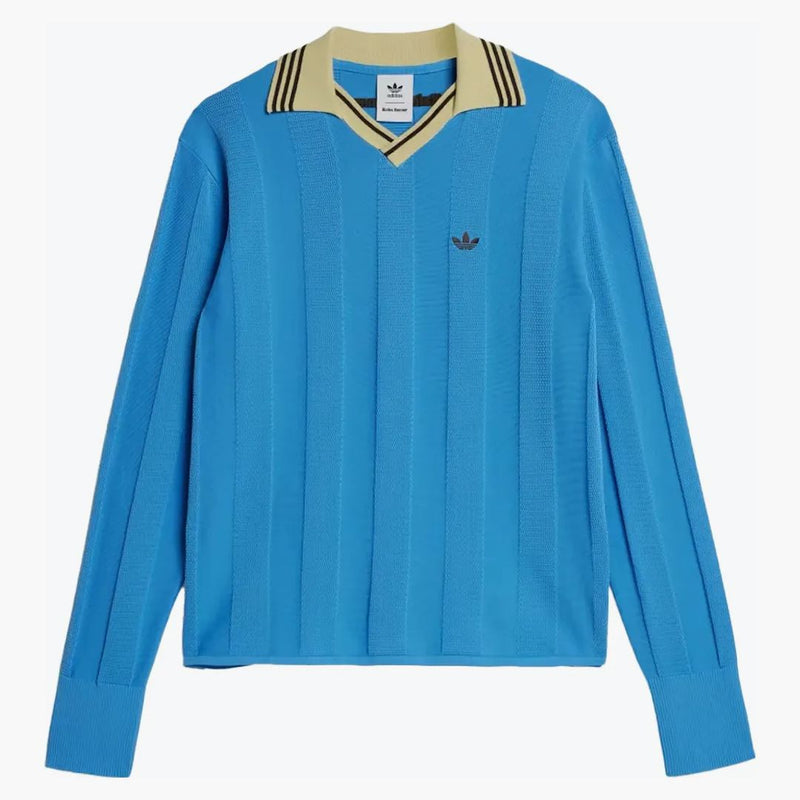 Adidas X Wales Bonner Knit Long Sleeve Football Tee Lucky Blue