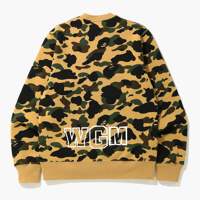 BAPE 1st Yelllow Camo White Shark Crewneck