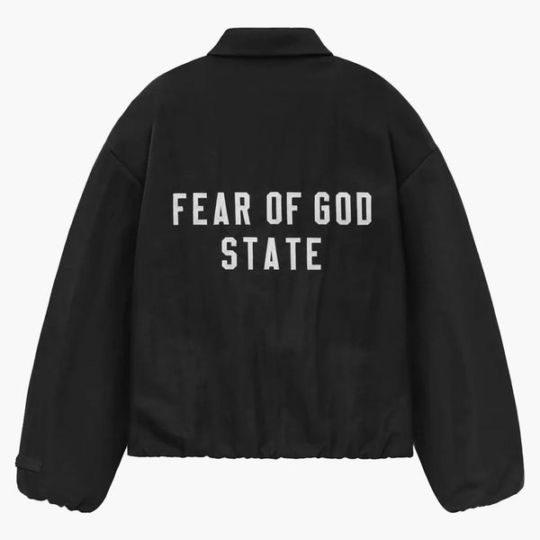 Fear Of God Essentials Textured Nylon Trucker Jacket Black